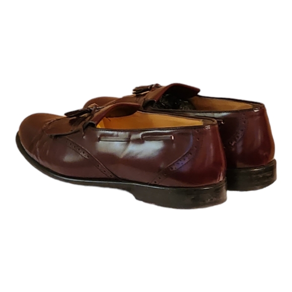 Men Vintage Leather Burgundy Slip On Tassel Shoes by Perry Ellis Size 11W - Picture 7 of 10